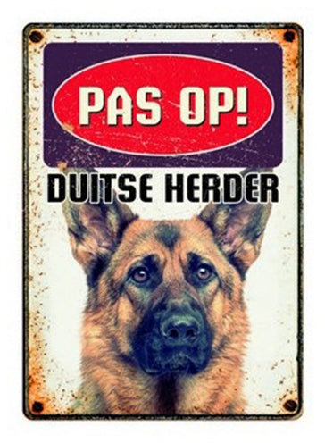 Plenty Gifts Waakbord Blik Duitse Herder 15X21 CM