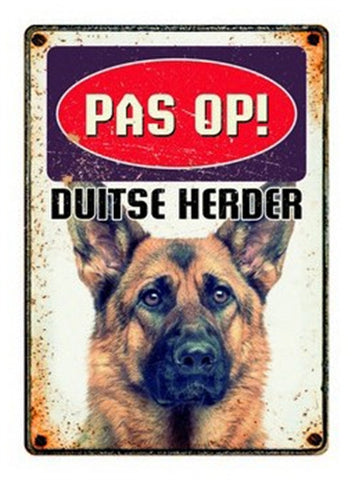 Plenty Gifts Waakbord Blik Duitse Herder 15X21 CM
