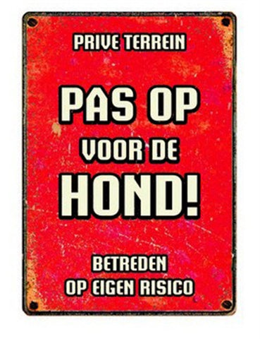 Plenty Gifts Waakbord Blik Pas Op Voor De Hond 15X21 CM