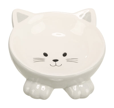 Trixie Voerbak / Drinkbak Kattenkop Verhoogd Keramiek Assorti 14 CM 150 ML